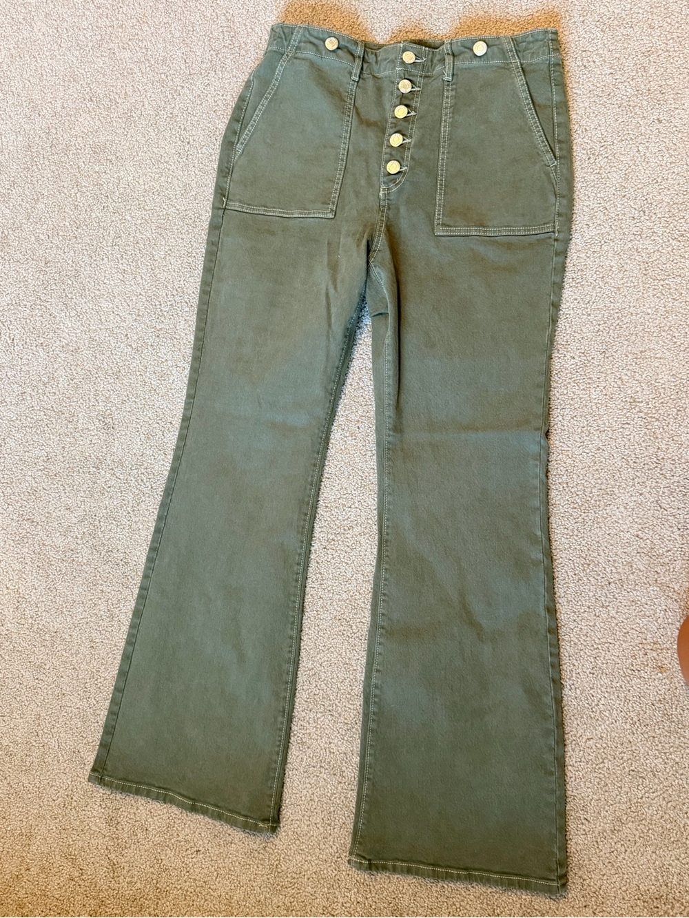NWT Loft High-Waist Olive Green Button-Fly Women's Jeans